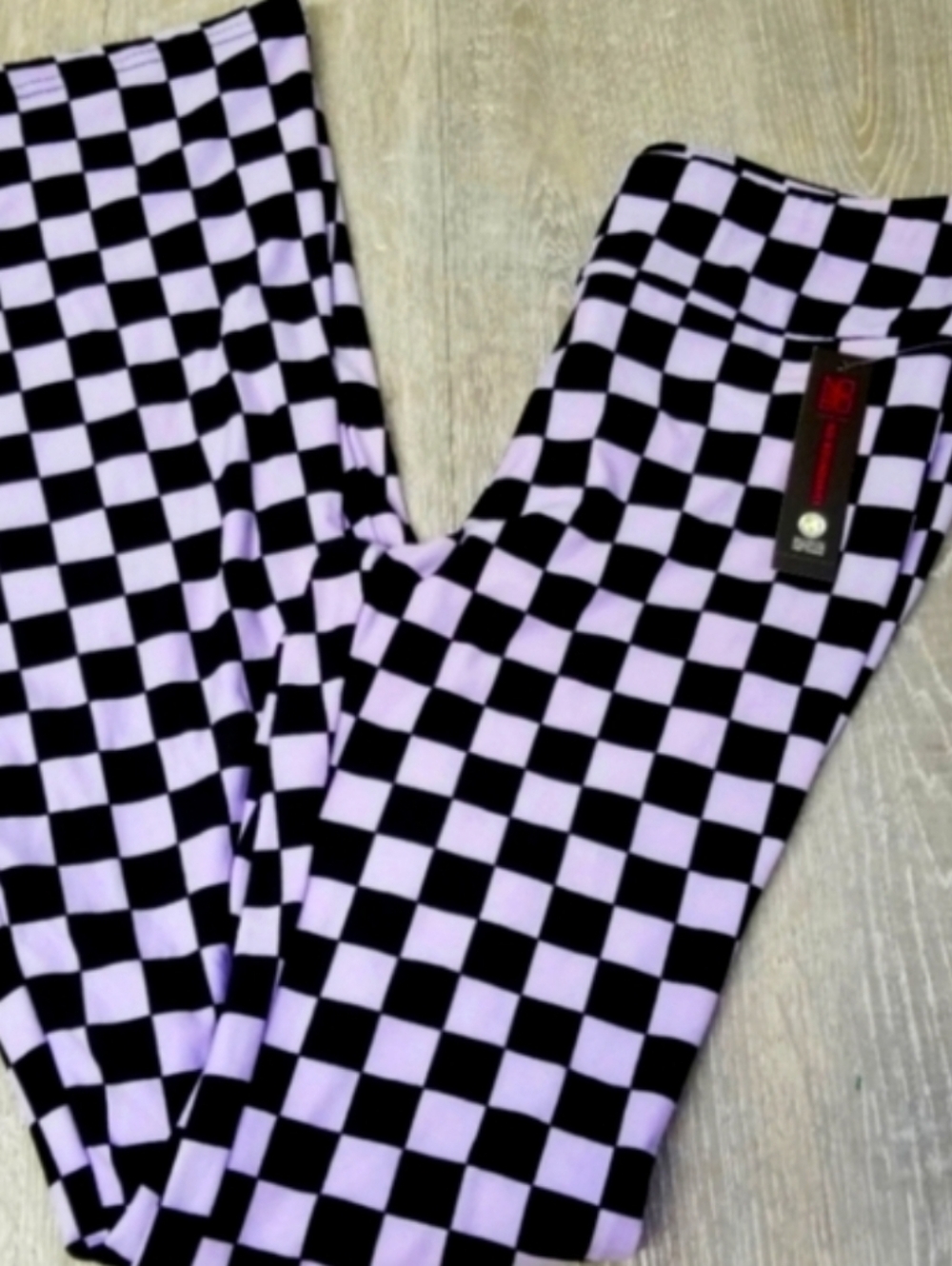 Checkered flared leggings